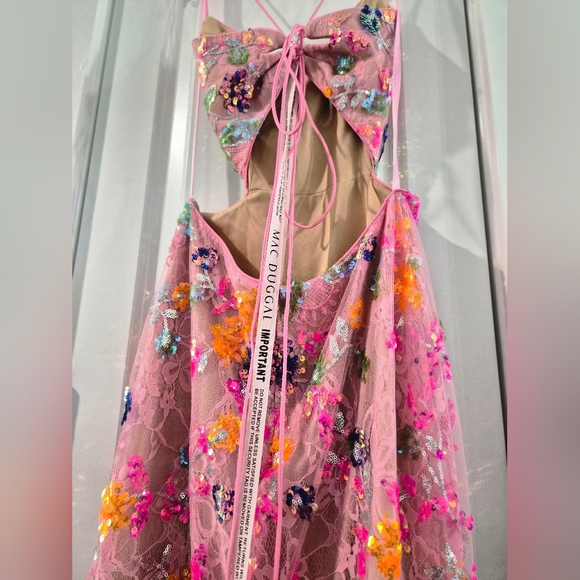 Mac Duggal Pink Embellished Lace & Sequin Gown, size 2, NWT - Picture 11 of 13
